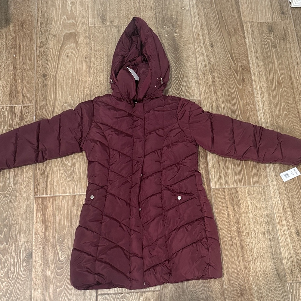 Brand new (with tags) Steve Madden Maroon Long Puffer Jacket